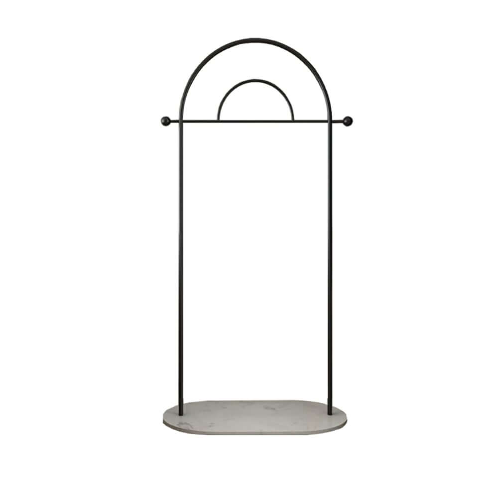 Modern Freestanding Double Arch Coat Rack with Faux Marble Base