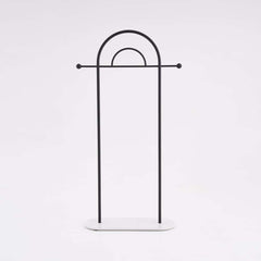 Modern Freestanding Double Arch Coat Rack with Faux Marble Base