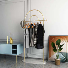 Modern Freestanding Double Arch Coat Rack with Faux Marble Base