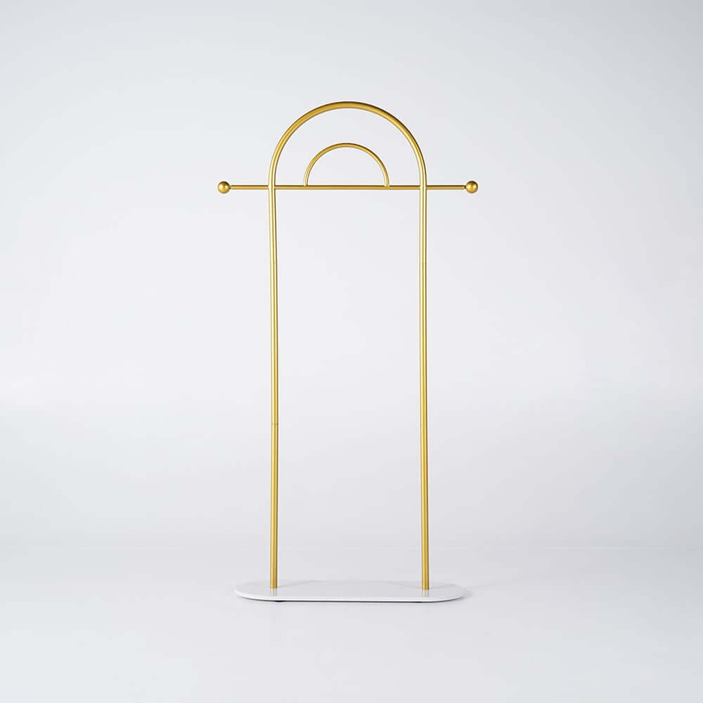Modern Freestanding Double Arch Coat Rack with Faux Marble Base