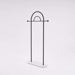 Modern Freestanding Double Arch Coat Rack with Faux Marble Base