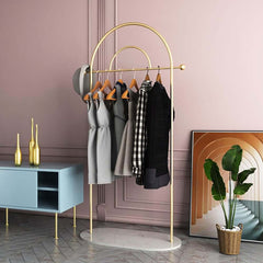 Modern Freestanding Double Arch Coat Rack with Faux Marble Base Main Product Image