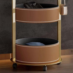 Modern Freestanding Garment Rack with Saddle Leather Trays