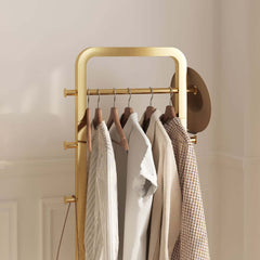 Modern Freestanding Garment Rack with Saddle Leather Trays