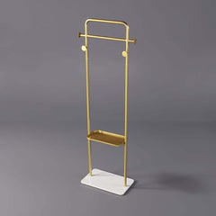 Modern Freestanding Garment Rack with Shelf and Marble Base