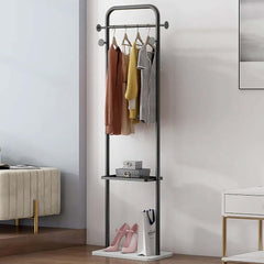 Modern Freestanding Garment Rack with Shelf and Marble Base