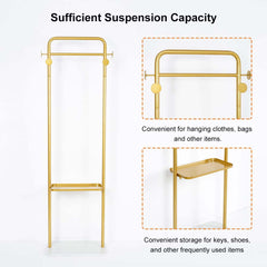 Modern Freestanding Garment Rack with Shelf and Marble Base