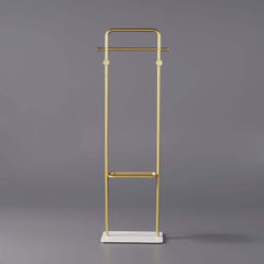 Modern Freestanding Garment Rack with Shelf and Marble Base