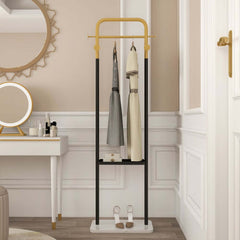 Modern Freestanding Garment Rack with Shelf and Marble Base
