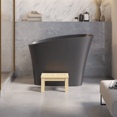Modern Freestanding Single Slipper Bathtub with Integrated Seat