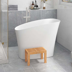 Modern Freestanding Single Slipper Bathtub with Integrated Seat
