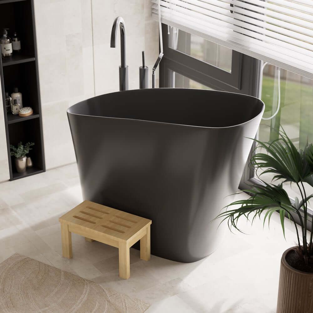 Modern Freestanding Single Slipper Bathtub with Integrated Seat