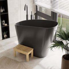 Modern Freestanding Single Slipper Bathtub with Integrated Seat