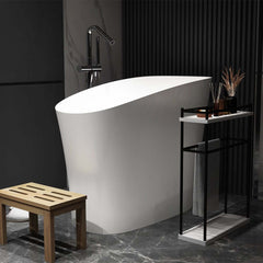 Modern Freestanding Single Slipper Bathtub with Integrated Seat