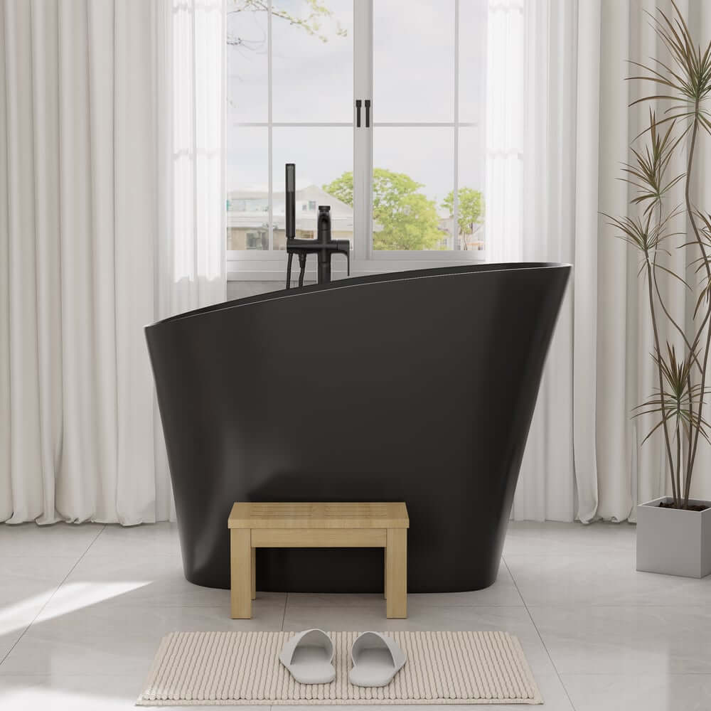 Modern Freestanding Single Slipper Bathtub with Integrated Seat