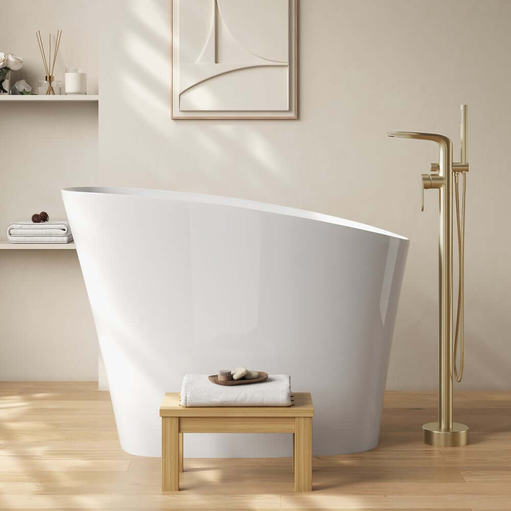 Modern Freestanding Single Slipper Bathtub with Integrated Seat
