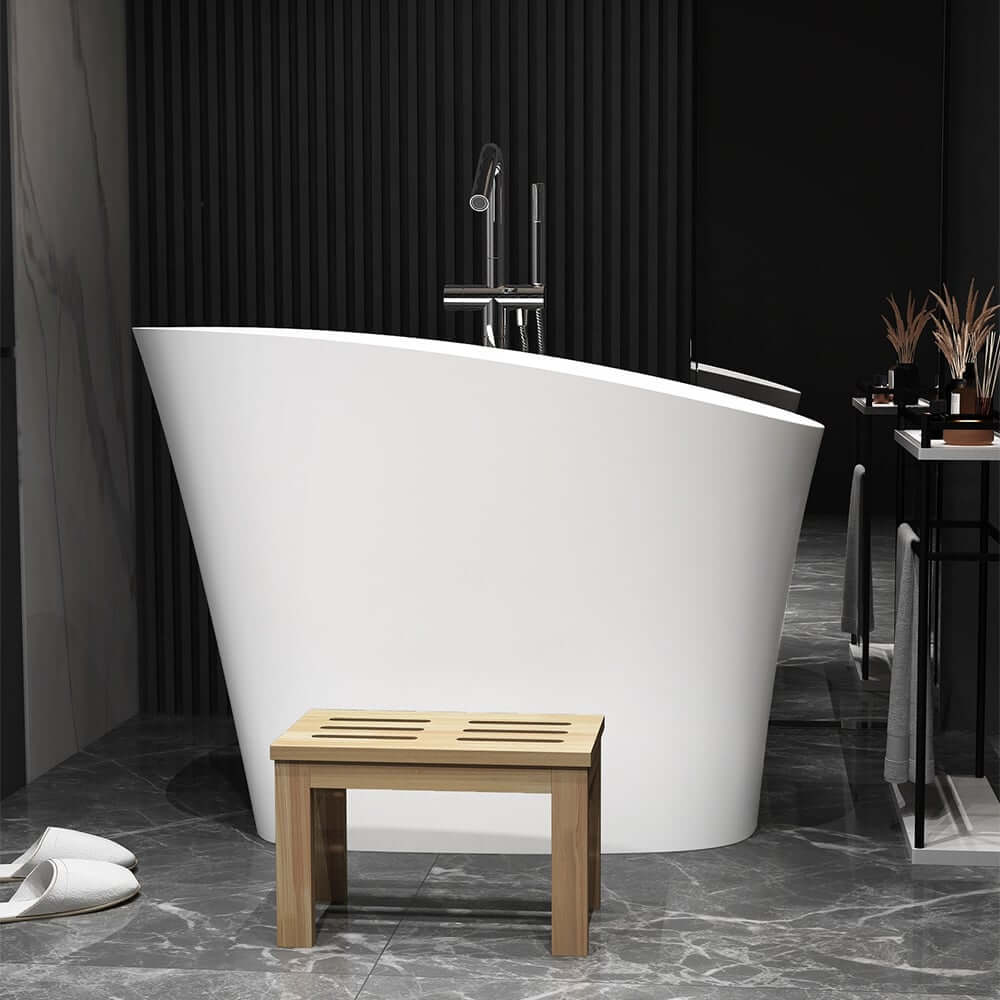Modern Freestanding Single Slipper Bathtub with Integrated Seat