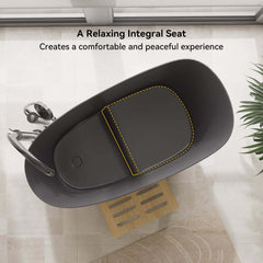 Modern Freestanding Single Slipper Bathtub with Integrated Seat