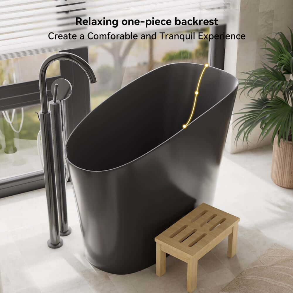 Modern Freestanding Single Slipper Bathtub with Integrated Seat