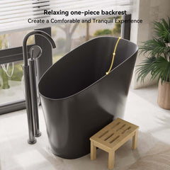 Modern Freestanding Single Slipper Bathtub with Integrated Seat