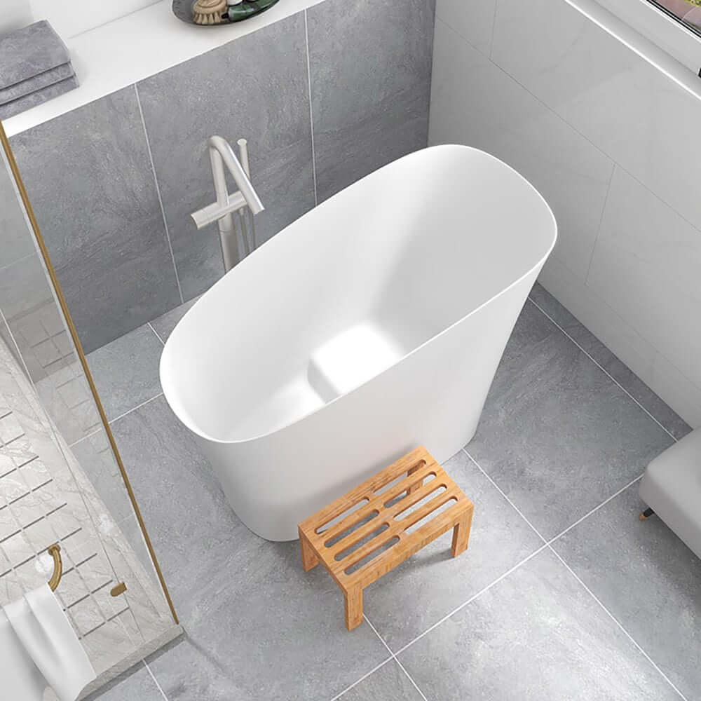 Modern Freestanding Single Slipper Bathtub with Integrated Seat