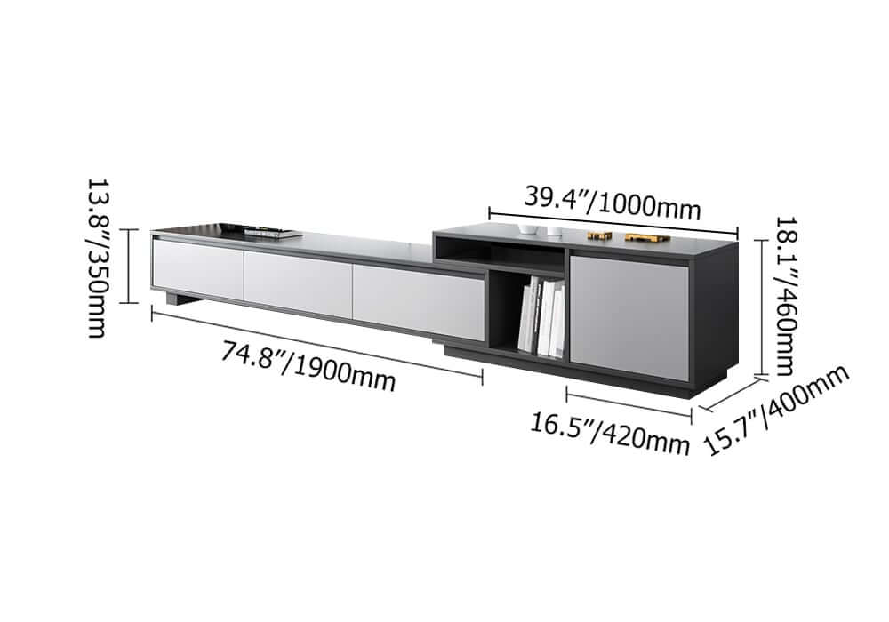 Modern Freestanding TV Stand For 80"+ TVs, Engineered Wood Dimensions