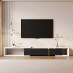 Modern Freestanding TV Stand With Drawers - Stainless Steel