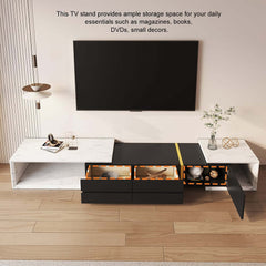 Modern Freestanding TV Stand With Drawers - Stainless Steel
