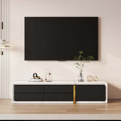 Modern Freestanding TV Stand With Drawers - Stainless Steel