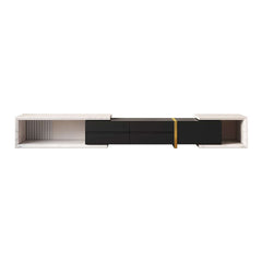 Modern Freestanding TV Stand With Drawers - Stainless Steel