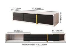 Modern Freestanding TV Stand With Drawers - Stainless Steel Dimensions