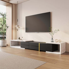 Modern Freestanding TV Stand With Drawers - Stainless Steel Main Product Image