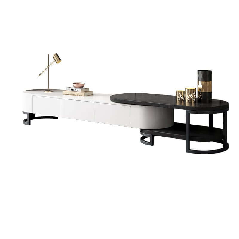 Modern Freestanding TV Stand With Drawers - White & Black