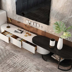 Modern Freestanding TV Stand With Drawers - White & Black
