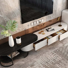 Modern Freestanding TV Stand With Drawers - White & Black