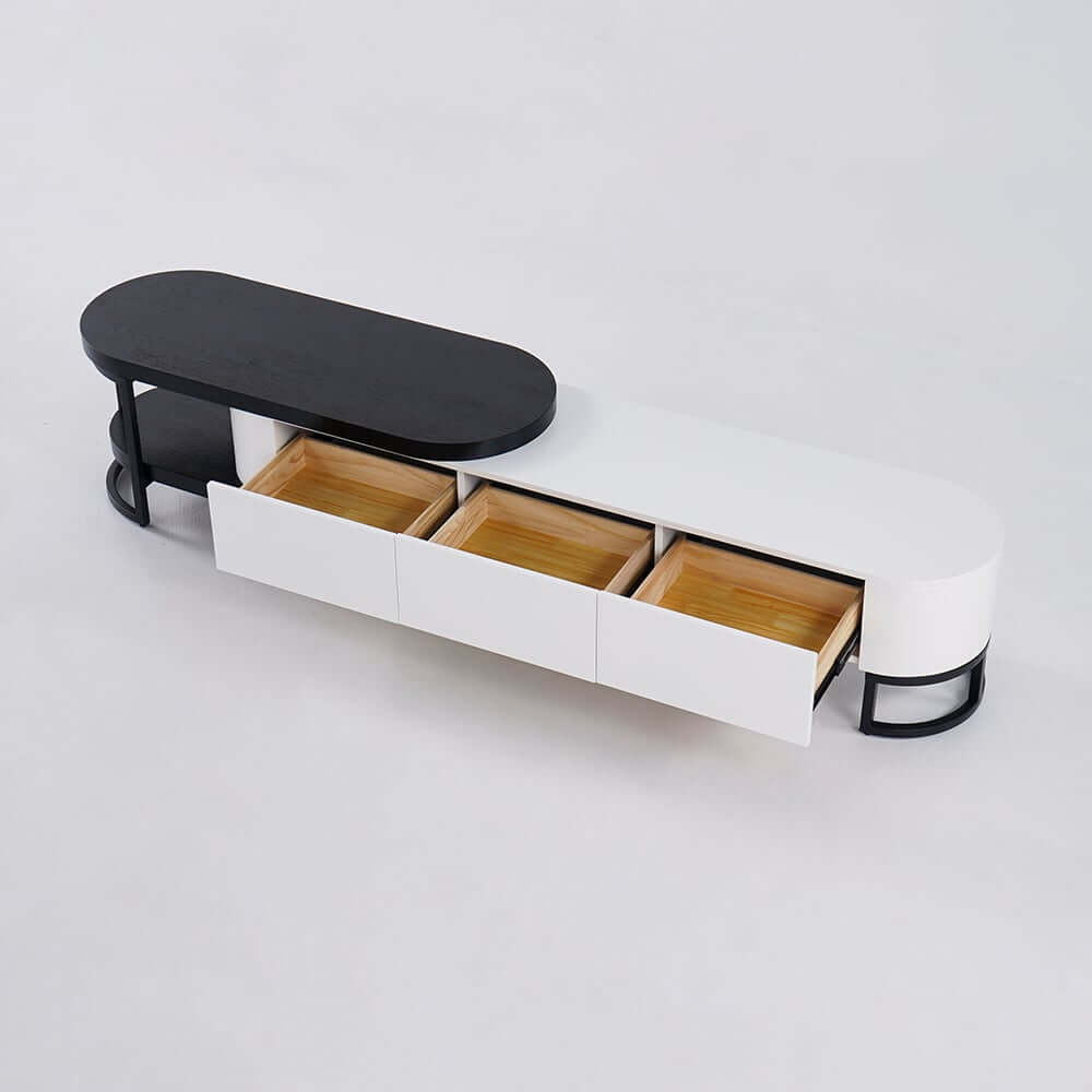 Modern Freestanding TV Stand With Drawers - White & Black
