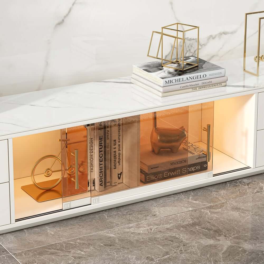 Modern Freestanding TV Stand With Sintered Stone Top