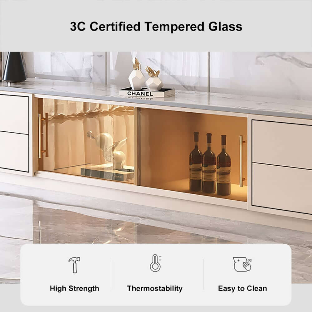 Modern Freestanding TV Stand With Sintered Stone Top