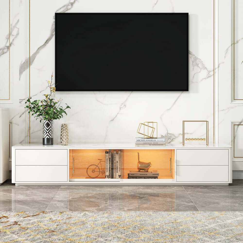 Modern Freestanding TV Stand With Sintered Stone Top