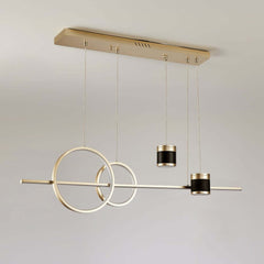 Modern Geometric 4-Light Pendant Ceiling Fixture in Gold and Black