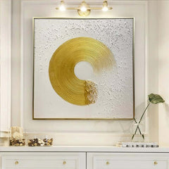 Modern Geometric Canvas Wall Art in White and Gold