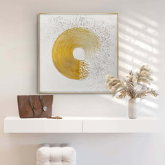 Modern Geometric Canvas Wall Art in White and Gold