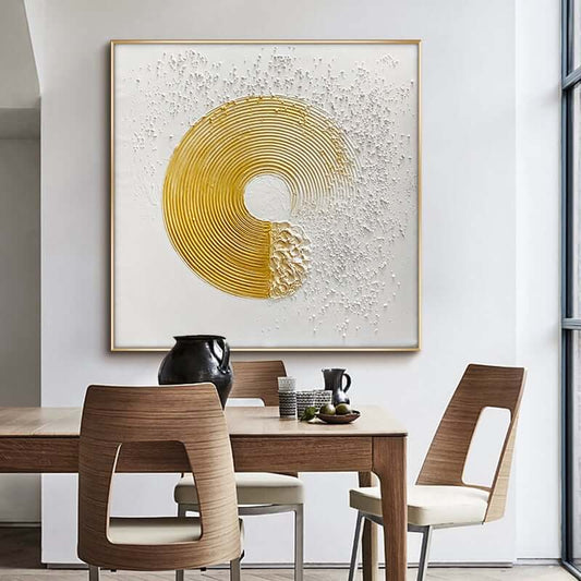 Modern Geometric Canvas Wall Art in White and Gold Main Product Image