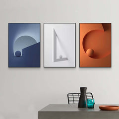 Modern Geometric Canvas Wall Art Set with Frame – Blue & Orange