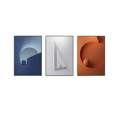 Modern Geometric Canvas Wall Art Set with Frame – Blue & Orange