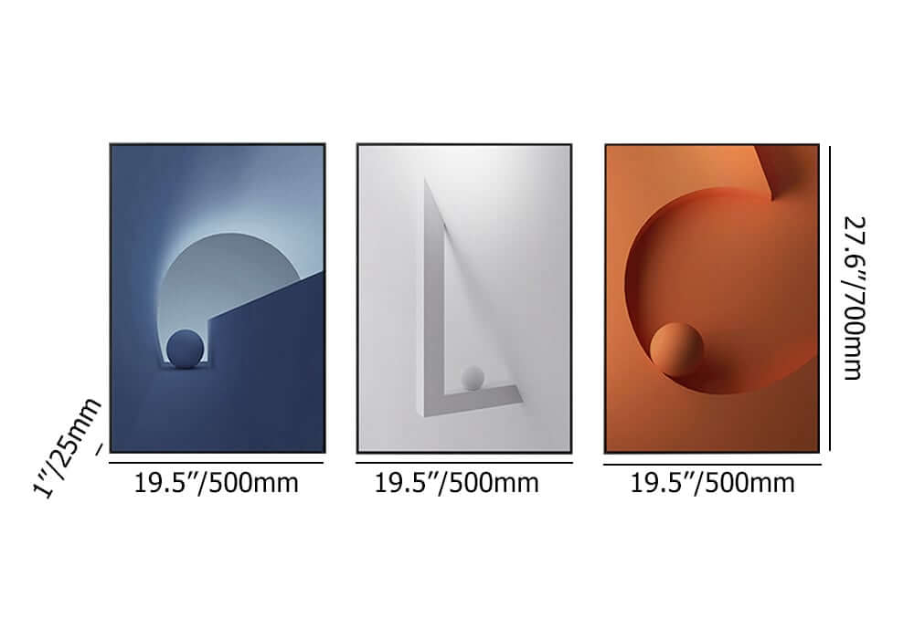 Modern Geometric Canvas Wall Art Set with Frame – Blue & Orange Dimensions
