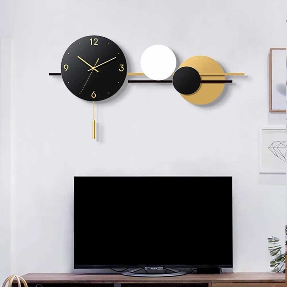 Modern Geometric Metal Wall Clock with Silent Quartz Movement