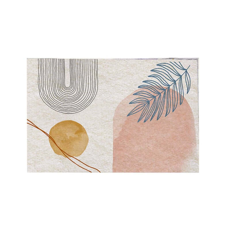 Modern Geometric Polyester Bath Rug Set with Abstract Multi-Color Design