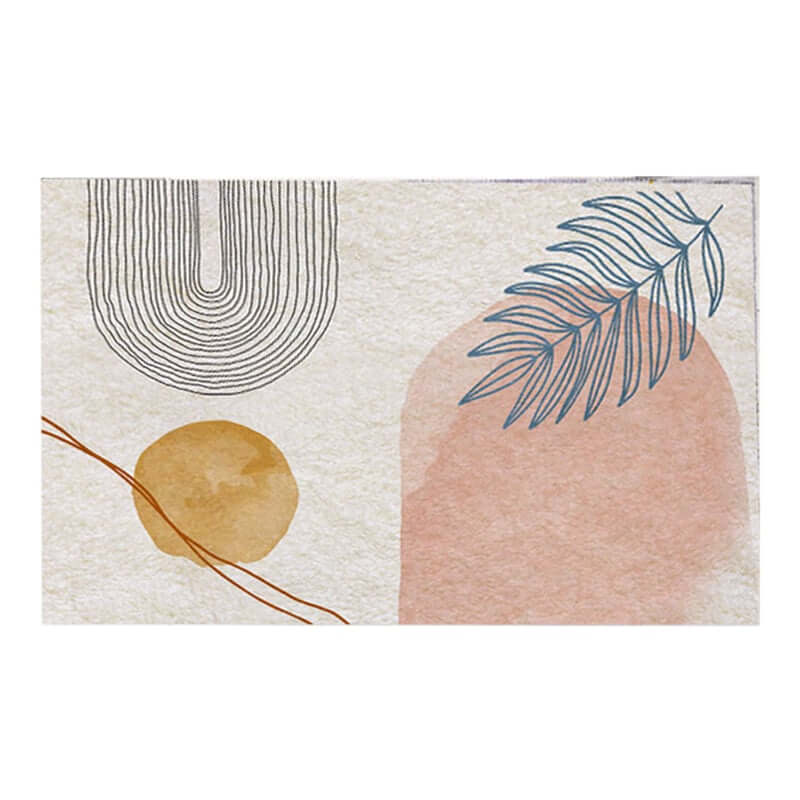 Modern Geometric Polyester Bath Rug Set with Abstract Multi-Color Design