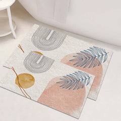 Modern Geometric Polyester Bath Rug Set with Abstract Multi-Color Design